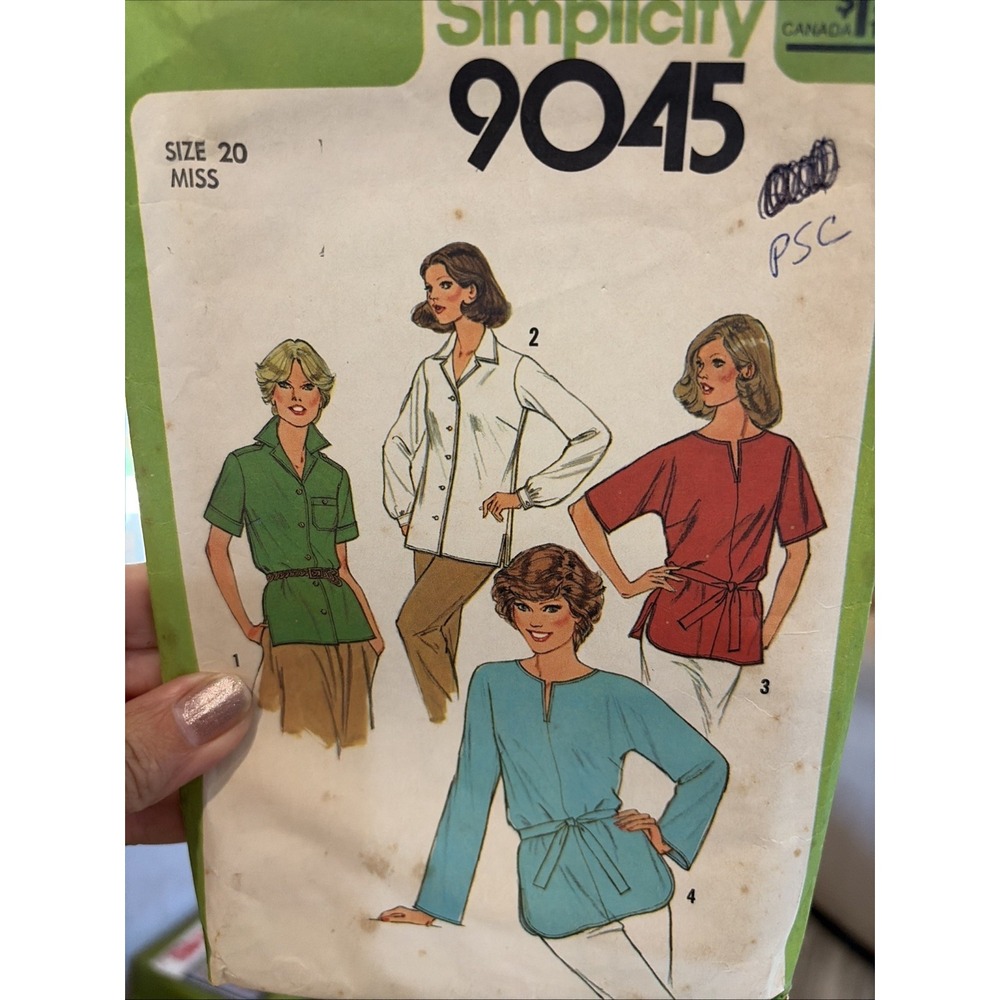 Vintage Simplicity 9045 Sewing Pattern Womens Tunic Shirt Size 20 Cut Complete